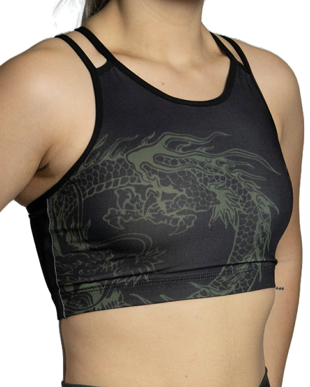 MIRO SPORTS TOP VERDE DRAGON MUJER ESPALDA DE TIRAS LATERAL