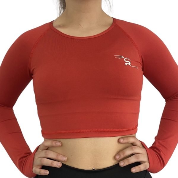 MIRO SPORTS CROP TOP MANGA LARGA VERMELHO FRENTE