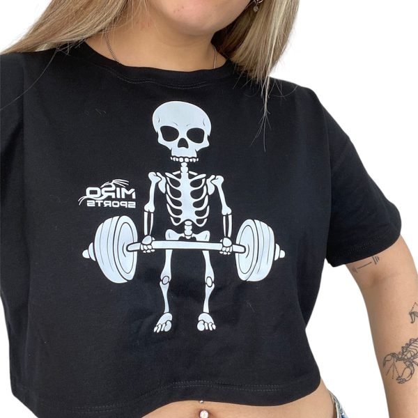 MIRO SPORTS PUPERA NEGRA CALAVERA DEADLIFT POSE